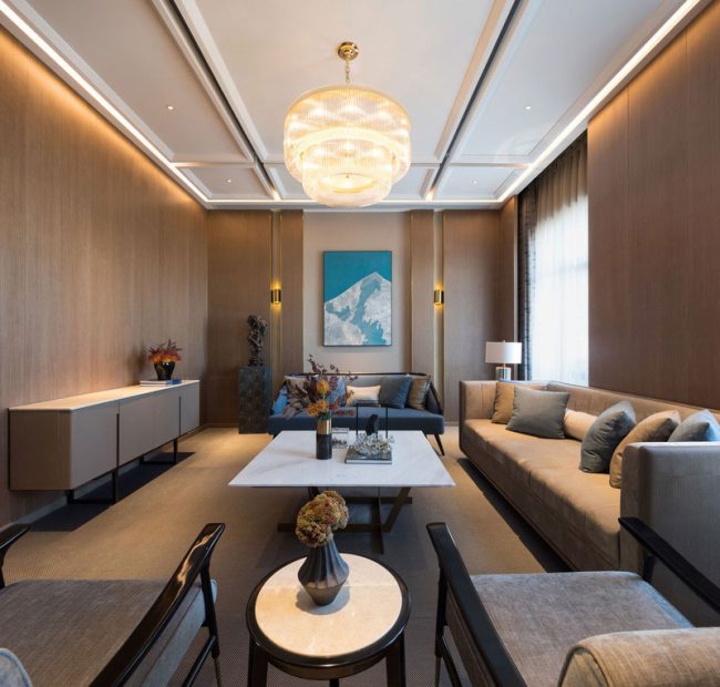 极简风格商务酒店套房空间会客厅装修图