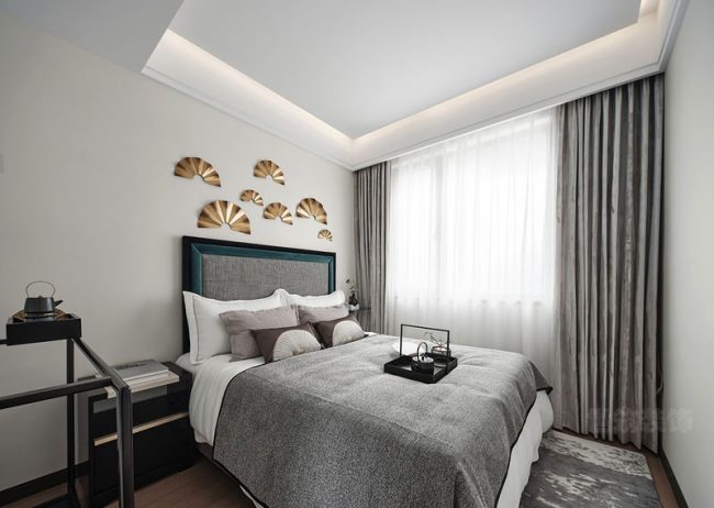 极简新中式样板间客房场景装修图