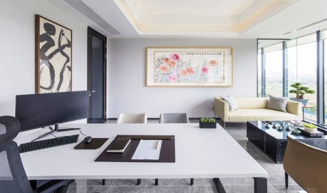 简约带有中式元素的办公室效果图