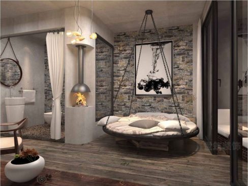 民宿酒店的客房吊床设计效果