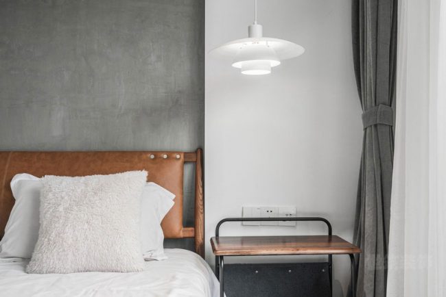 民宿酒店客房的灰色床头背景