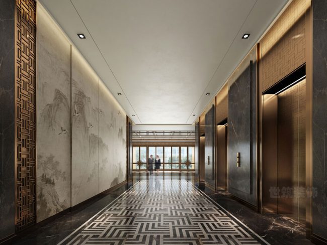 浓郁的中式风电梯间设计方案