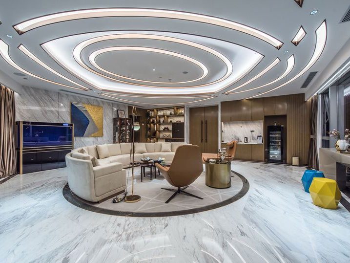 轻奢风格办公室场景总裁会客区装修图