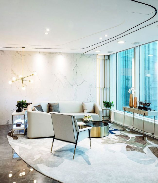 轻奢风格办公室服务大厅接待区装修图