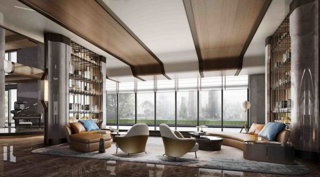 轻奢风格办公室服务大堂环境装修图