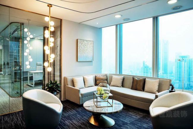 轻奢风格办公室贵宾接待区范围装修图