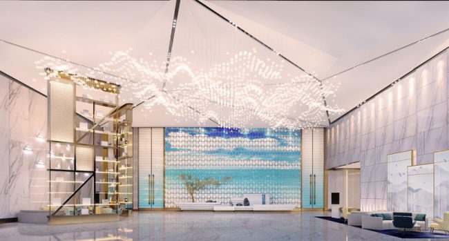 轻奢风格办公室行政大堂装修图