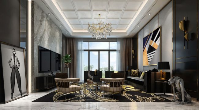 轻奢风格家居客厅接待区装修图