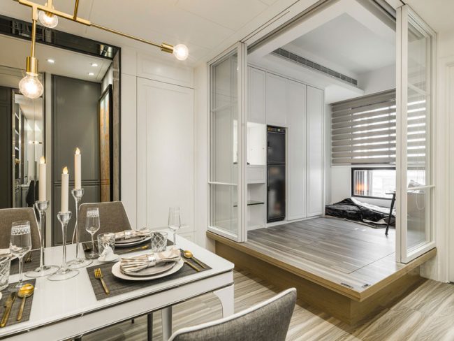 轻奢风格样板间餐厅休闲空间装修图