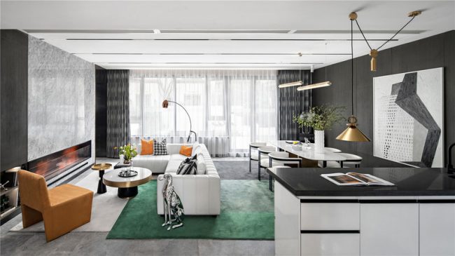 轻奢风格样板间客餐厅装修图