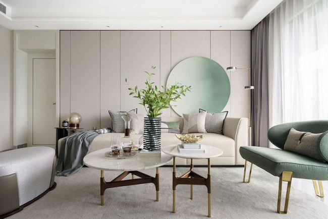 轻奢风格样板间客厅区域装修图