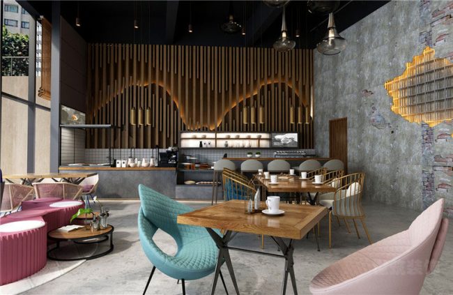 轻奢工业风咖啡厅休闲交流区装修图