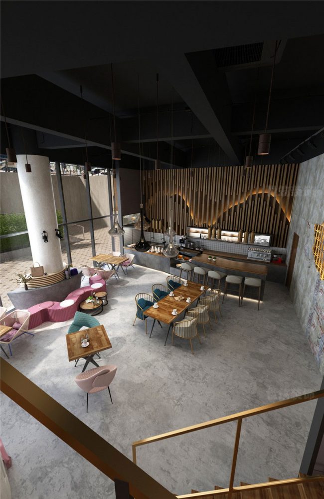 轻奢工业风咖啡厅装修图