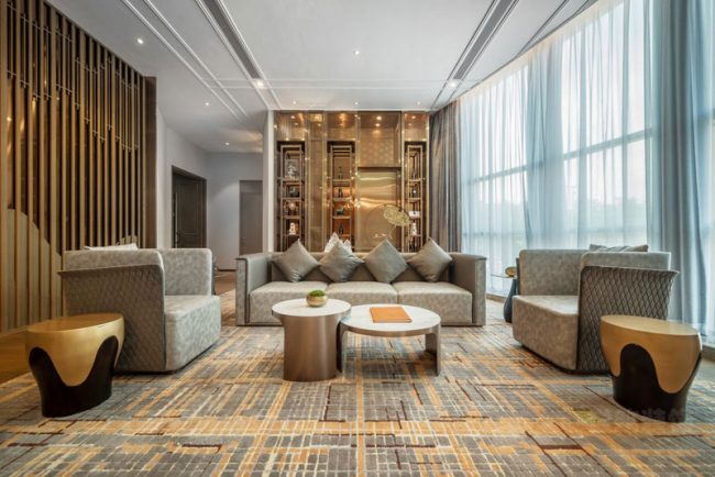 轻奢新中式别墅场景休闲厅装修图