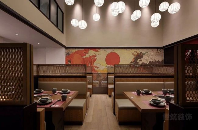 日式餐厅木隔断装饰效果