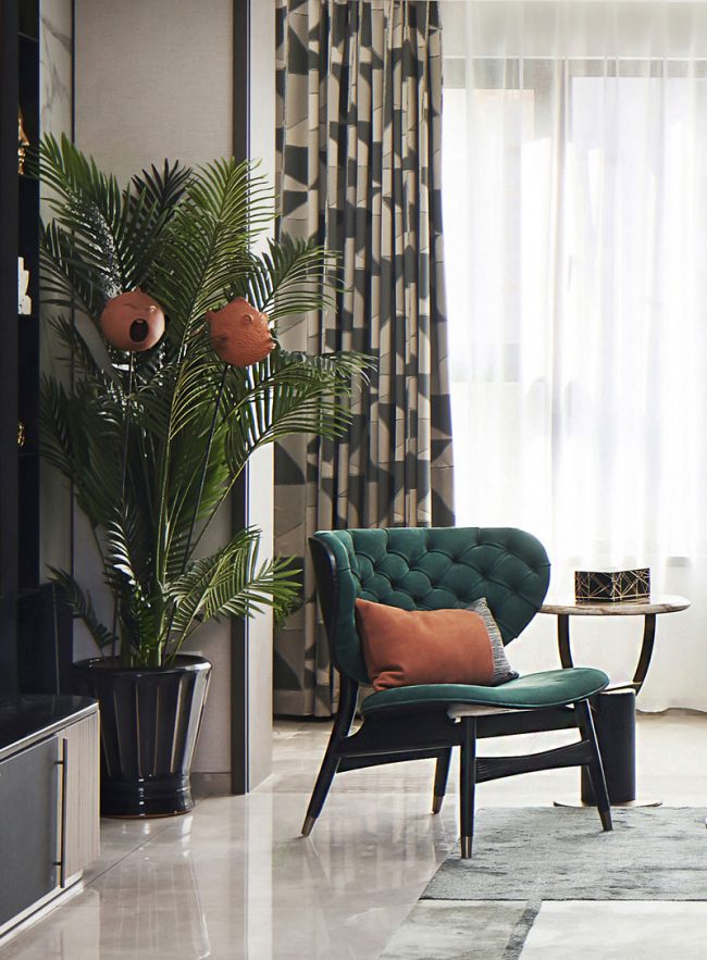 时尚的绿色单人沙发