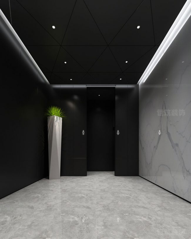 卫生间黑色墙顶面的设计效果图