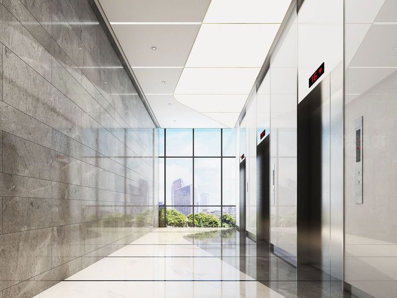 现代风格办公室电梯走廊区域装修图