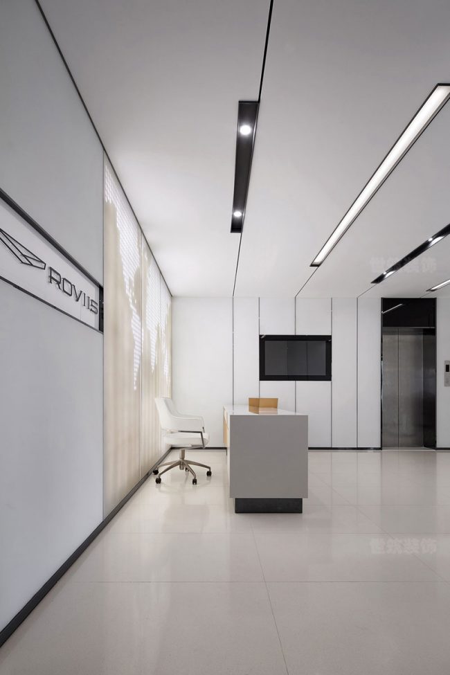 现代风格办公室服务台区域装修图