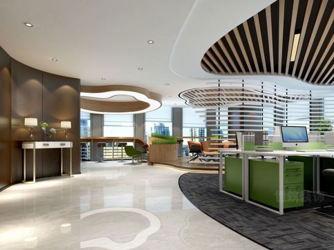现代风格办公室公共办公区场景装修图