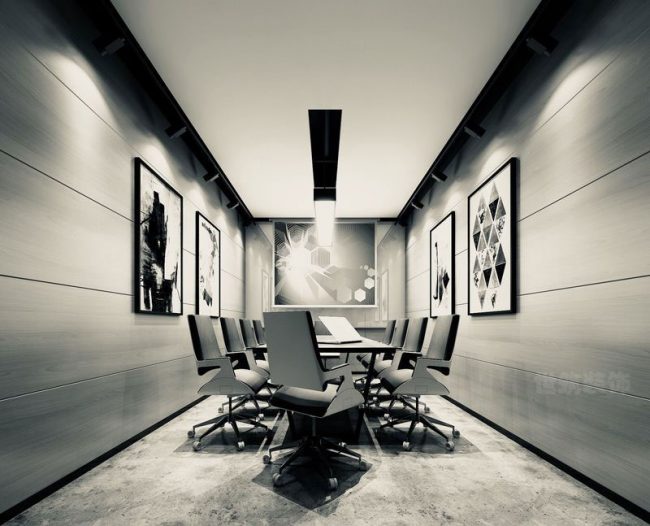 现代风格办公室洽谈会议室场景装修图