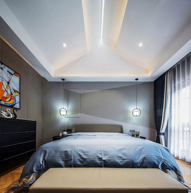 现代风格样板间卧室区域装修图