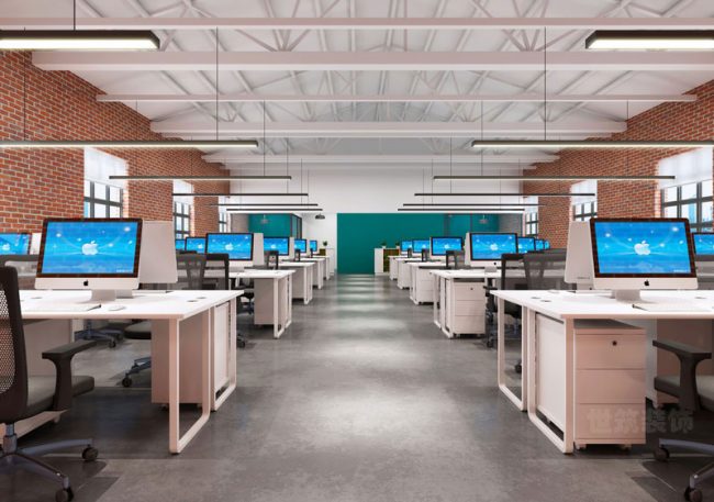 现代工业风办公室公共办事区效果图