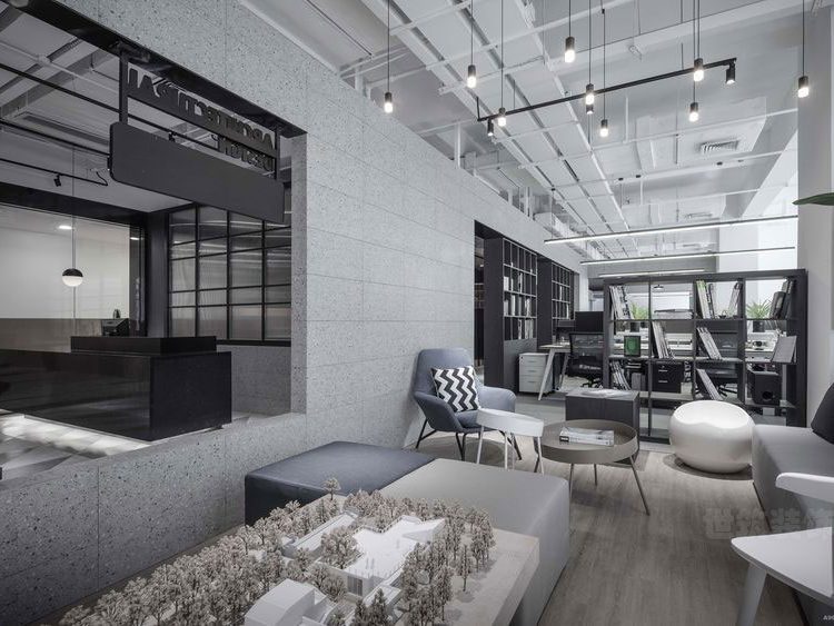 现代工业风办公室休息区设计图