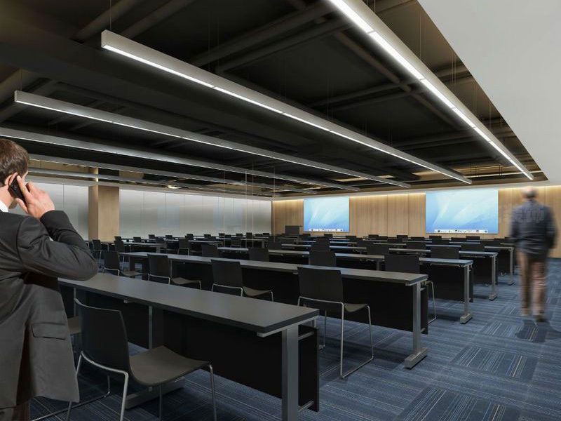 现代工业风格办公室空间培训室场景装修图