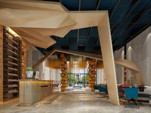 现代工业风酒吧空间装修图