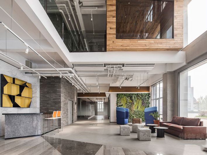 现代工业混搭风办公室大堂装修图