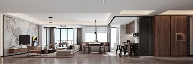 现代极简风格家居客餐厅效果图