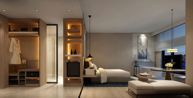 现代极简风格商务酒店房间场景装修图