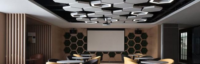 现代科技风办公室洽谈空间装修图