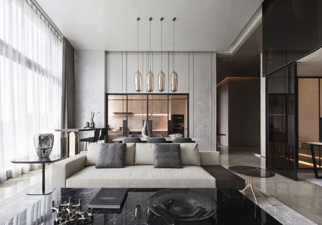 现代轻奢风样板间客餐厅装修图