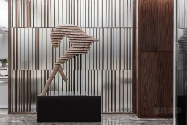 现代中式办公空间门厅入口位置装修图