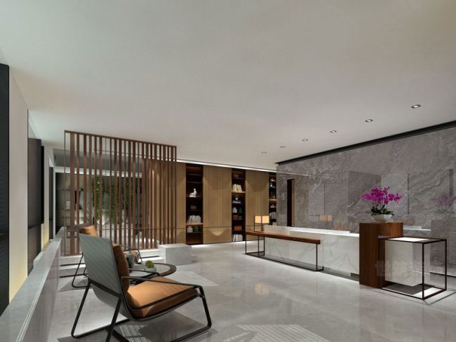 现代中式办公室服务大厅装修图