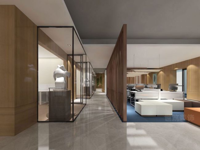 现代中式办公室公共区范围装修图