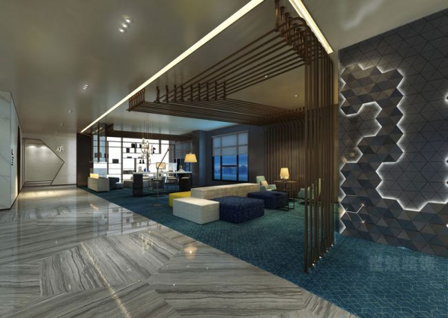 现代中式办公室合伙人办公区装修图