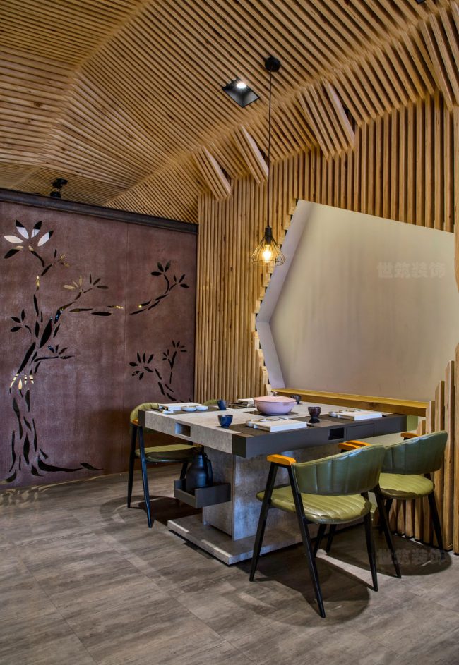 现代中式餐厅雅座场景装修图