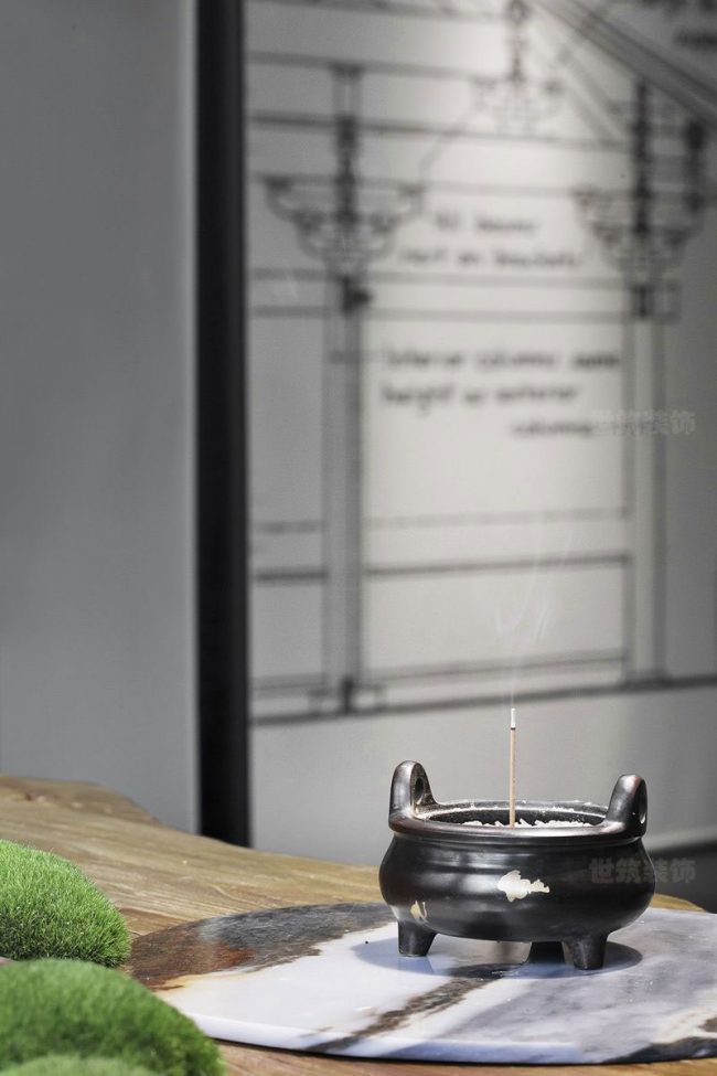 新中式办公场所品茶洽谈室茶台艺术品实景图