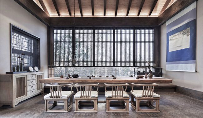 新中式办公空间品茶接待室装修图