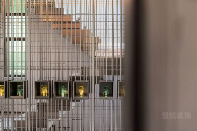 新中式办公室场所楼梯厅展示区装修图