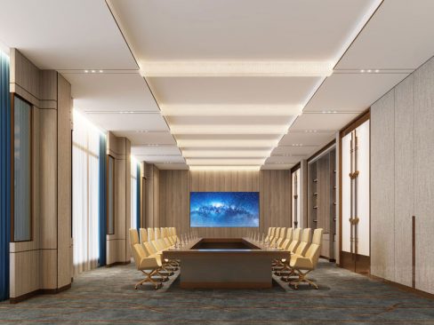 新中式办公室会议室效果图