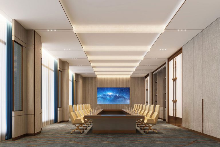 新中式办公室会议室效果图