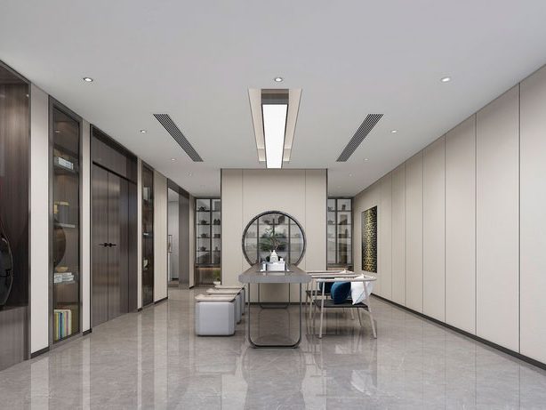 新中式办公室空间品茶区设计图