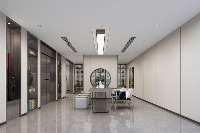 新中式办公室空间品茶区设计图