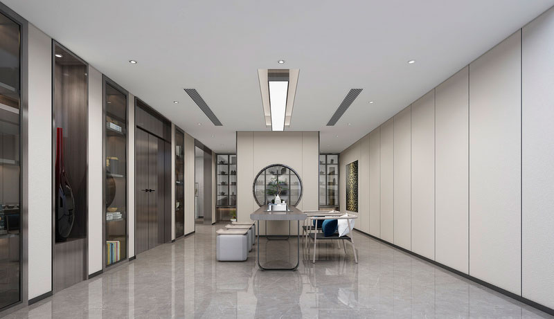 新中式办公室空间品茶区设计图