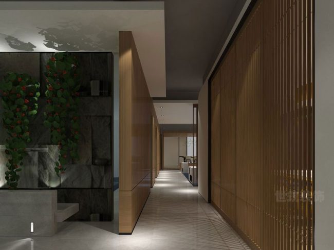 新中式办公室前厅景观装修图