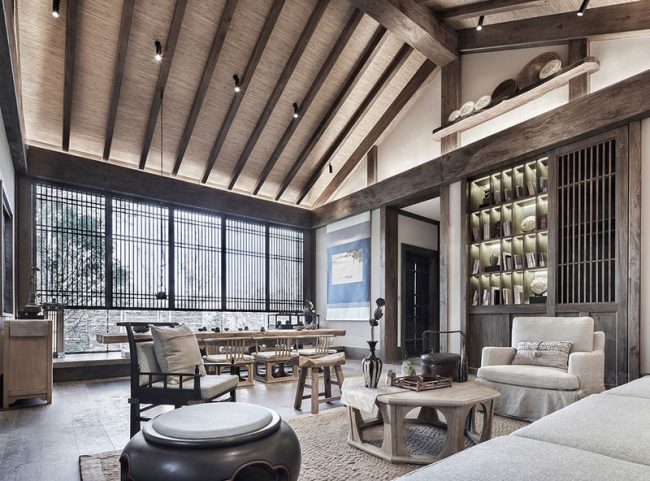 新中式别墅家居茶艺会客空间装修图